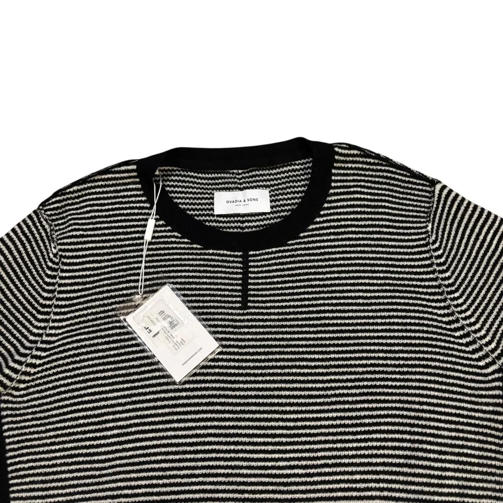 Ovadia & Sons New York Wool Striped Long Sleeve Knit‎ Henley Top Men's